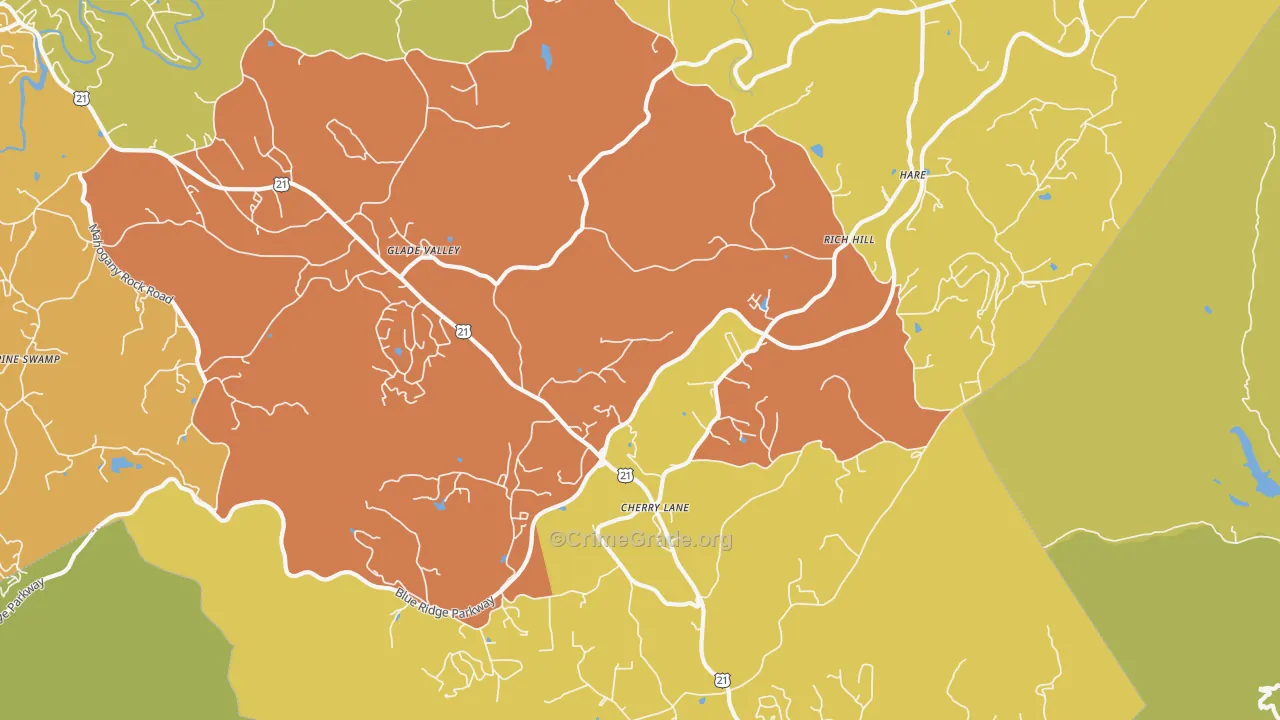 Glade Valley, NC Map of Vandalism Rates