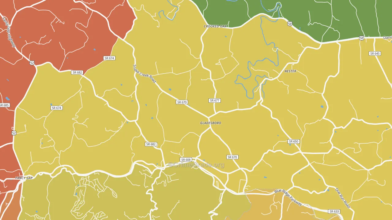 Gladesboro, VA Map of Vandalism Rates