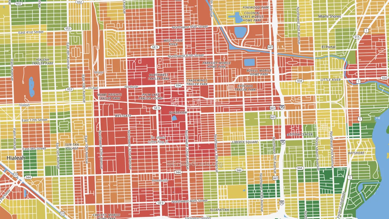 Gladeview, FL Map of Vandalism Rates