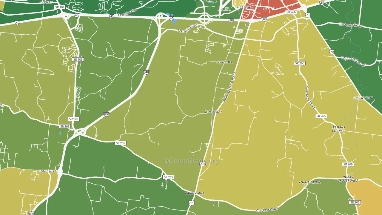 Gladeville, TN Map of Vandalism Rates
