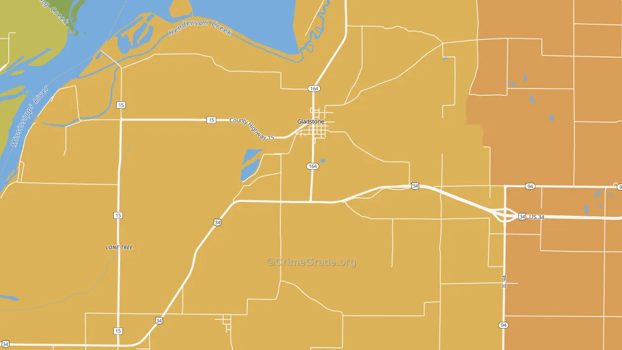 Gladstone, IL Map of Vandalism Rates