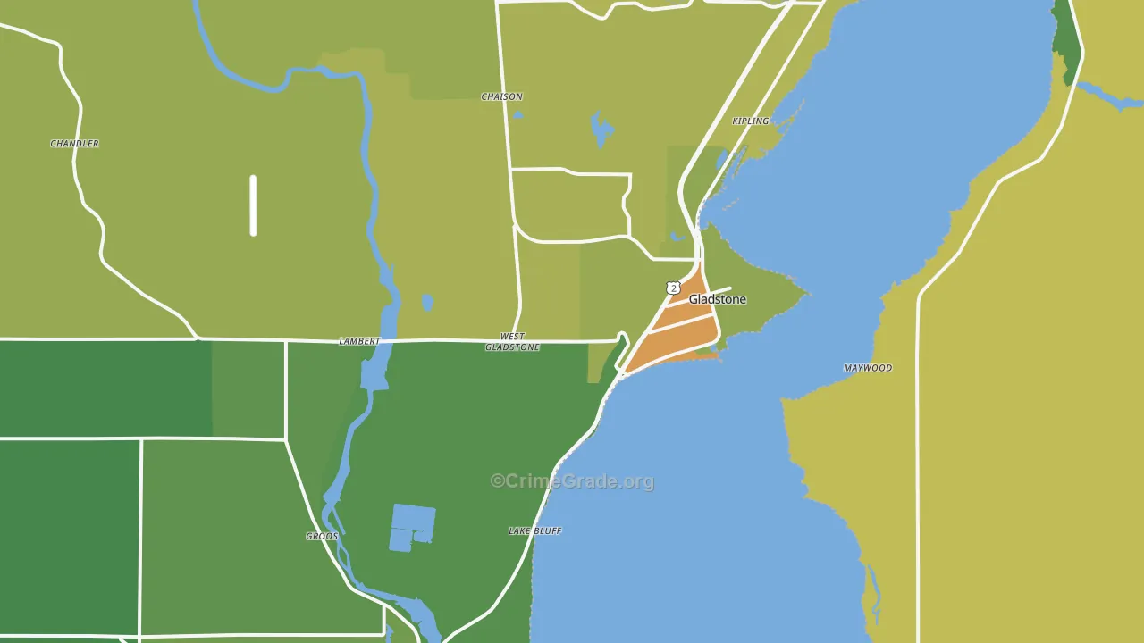 Gladstone, MI Map of Vandalism Rates