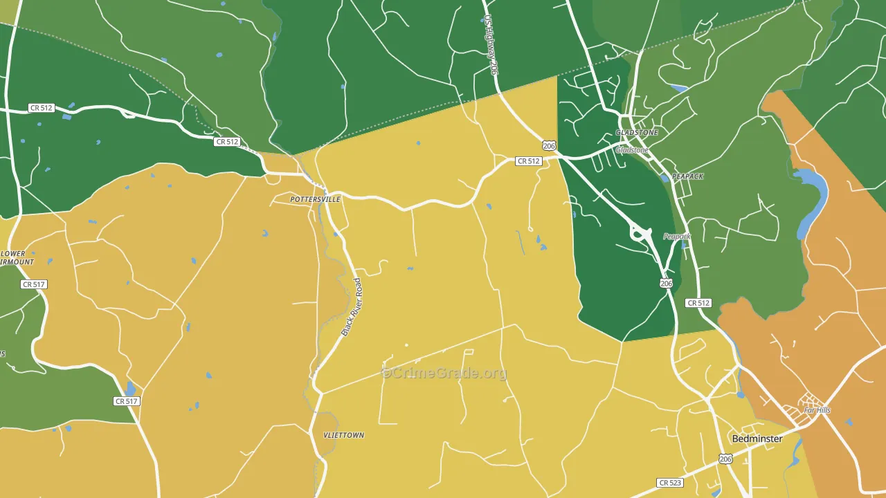 Gladstone, NJ Map of Vandalism Rates