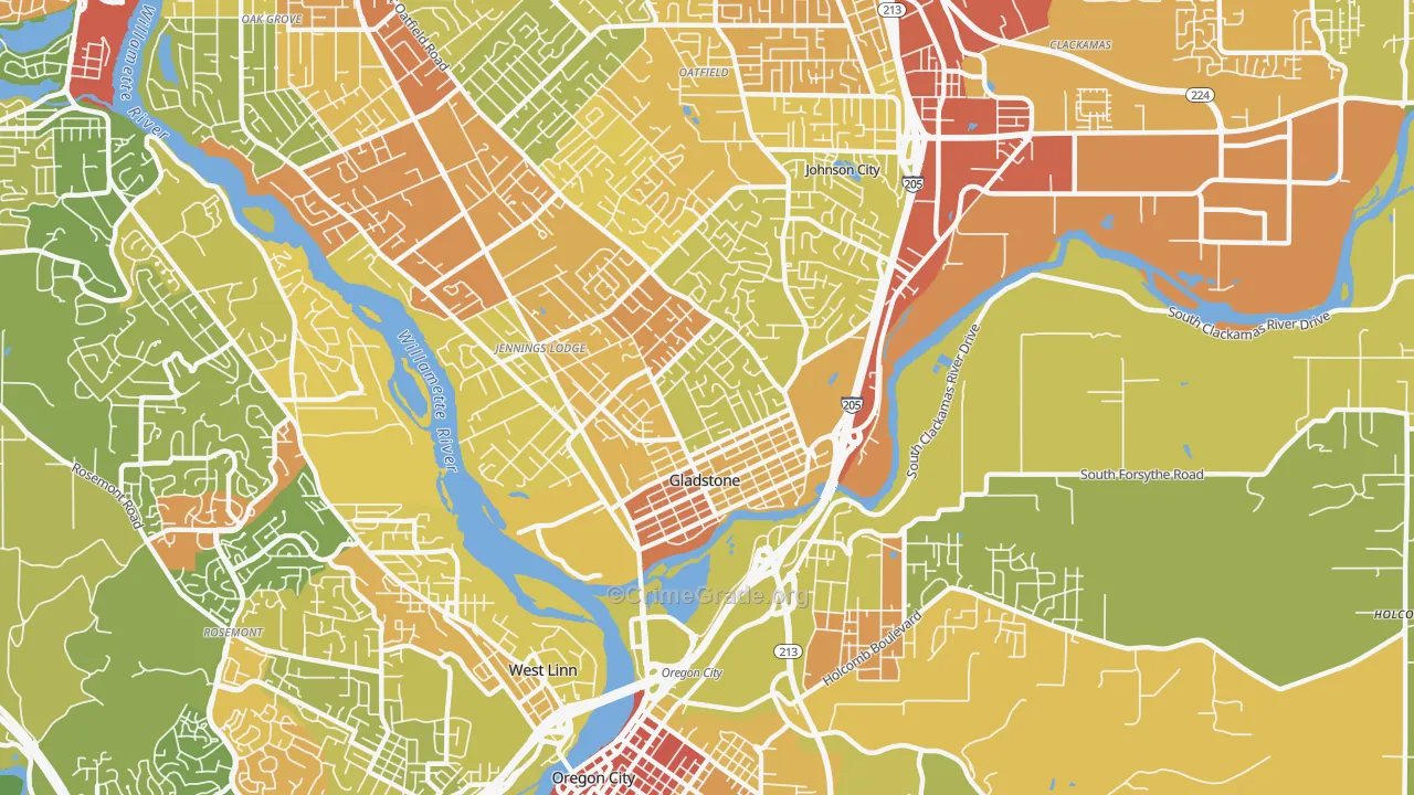 Gladstone, OR Map of Vandalism Rates