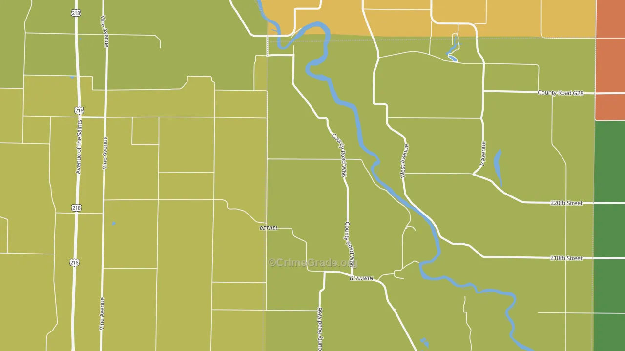 Gladwin, IA Map of Vandalism Rates