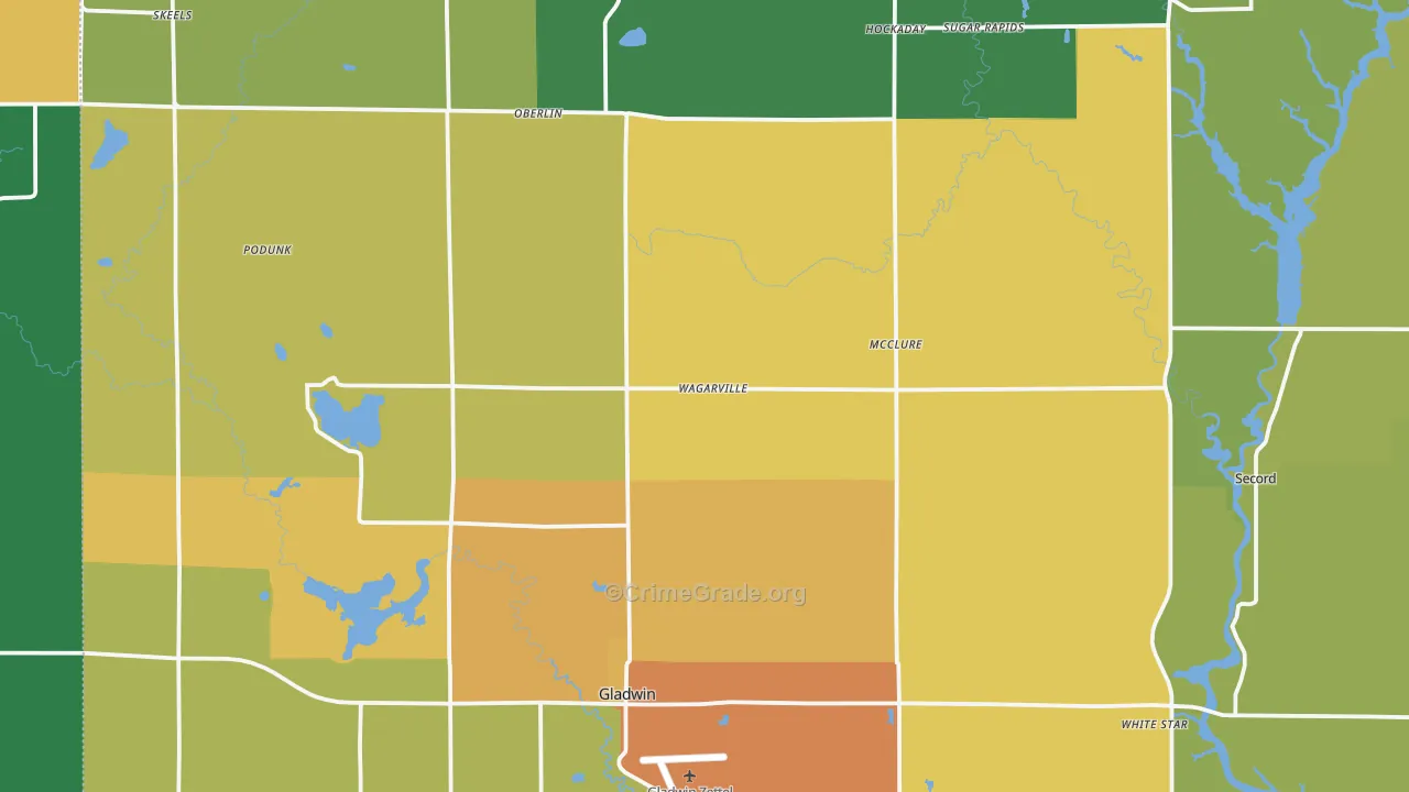 Gladwin, MI Map of Vandalism Rates
