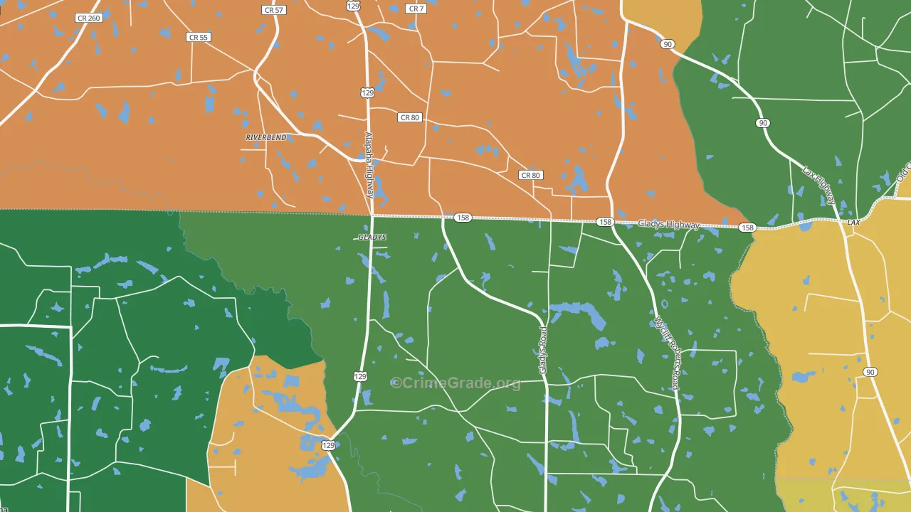 Gladys, GA Map of Vandalism Rates