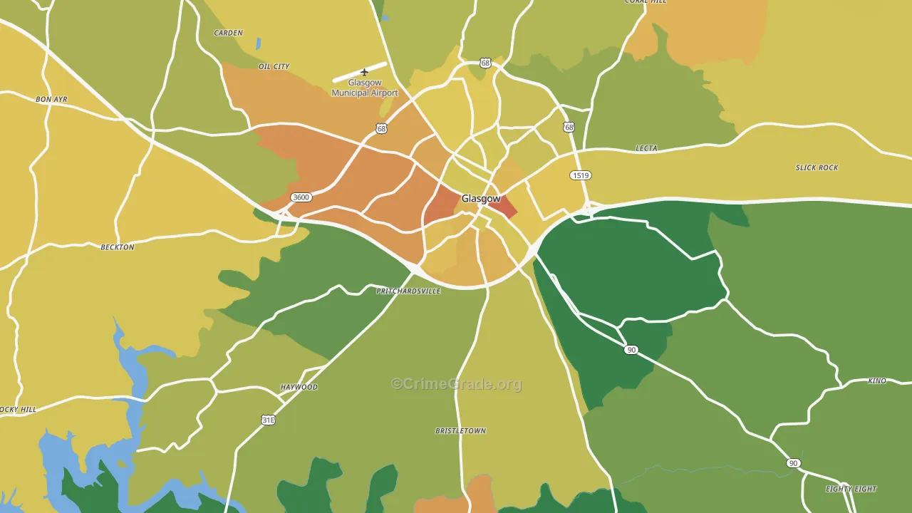 Glasgow, KY Map of Vandalism Rates