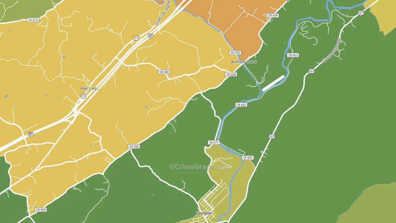 Glasgow, VA Map of Vandalism Rates
