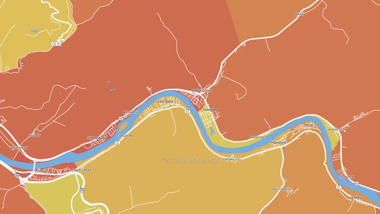 Glasgow, WV Map of Vandalism Rates