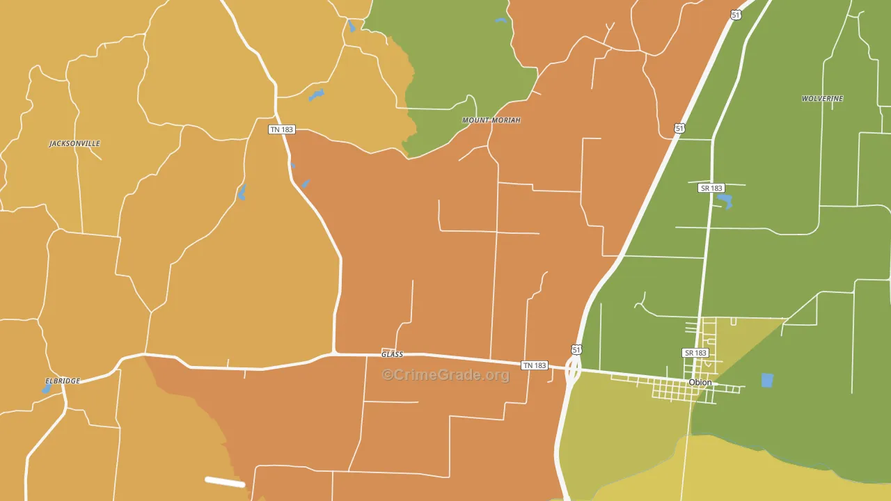 Glass, TN Map of Vandalism Rates