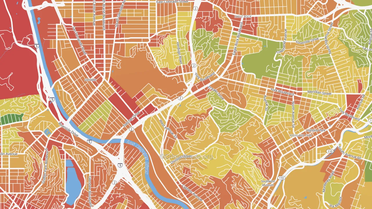Glassell Park, Los Angeles, CA Map of Vandalism Rates