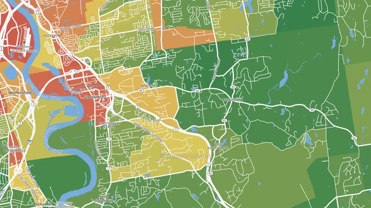 Glastonbury, CT Map of Vandalism Rates
