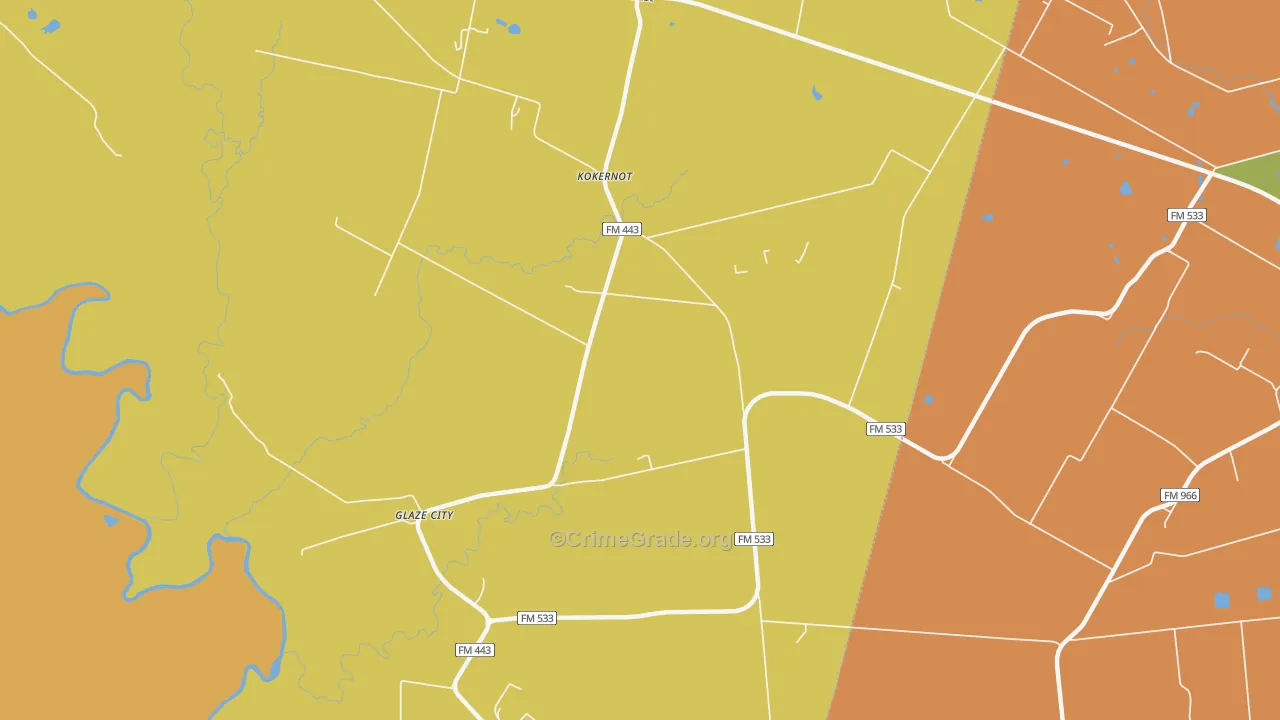 Glaze City, TX Map of Vandalism Rates