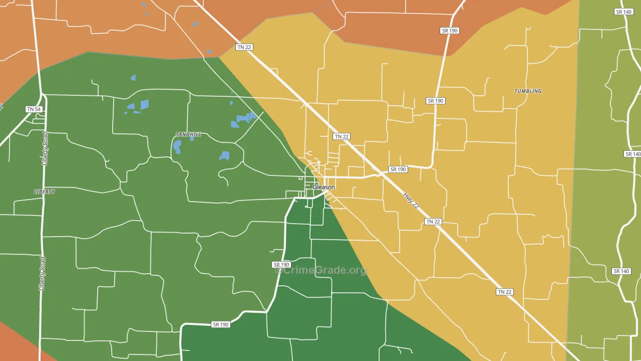 Gleason, TN Map of Vandalism Rates