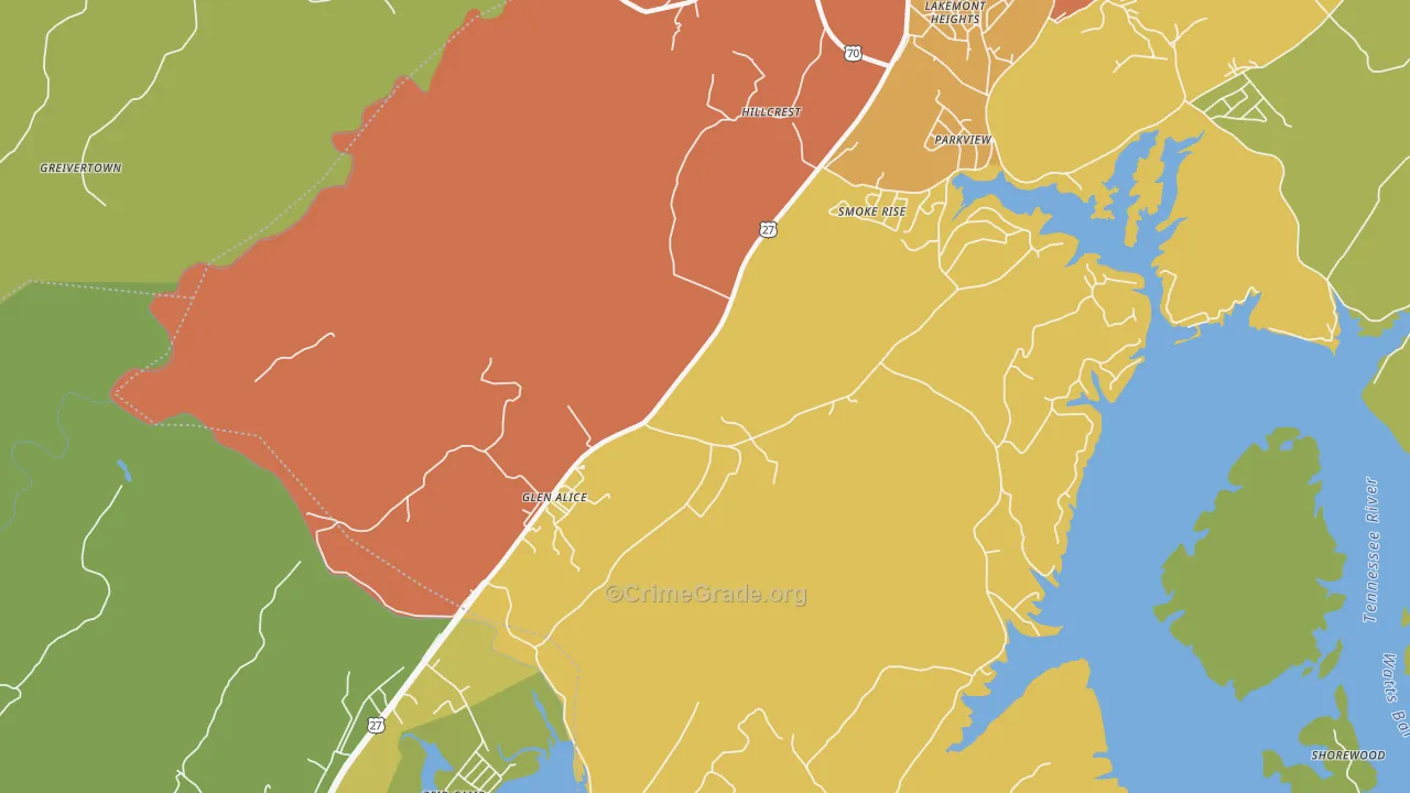 Glen Alice, TN Map of Vandalism Rates