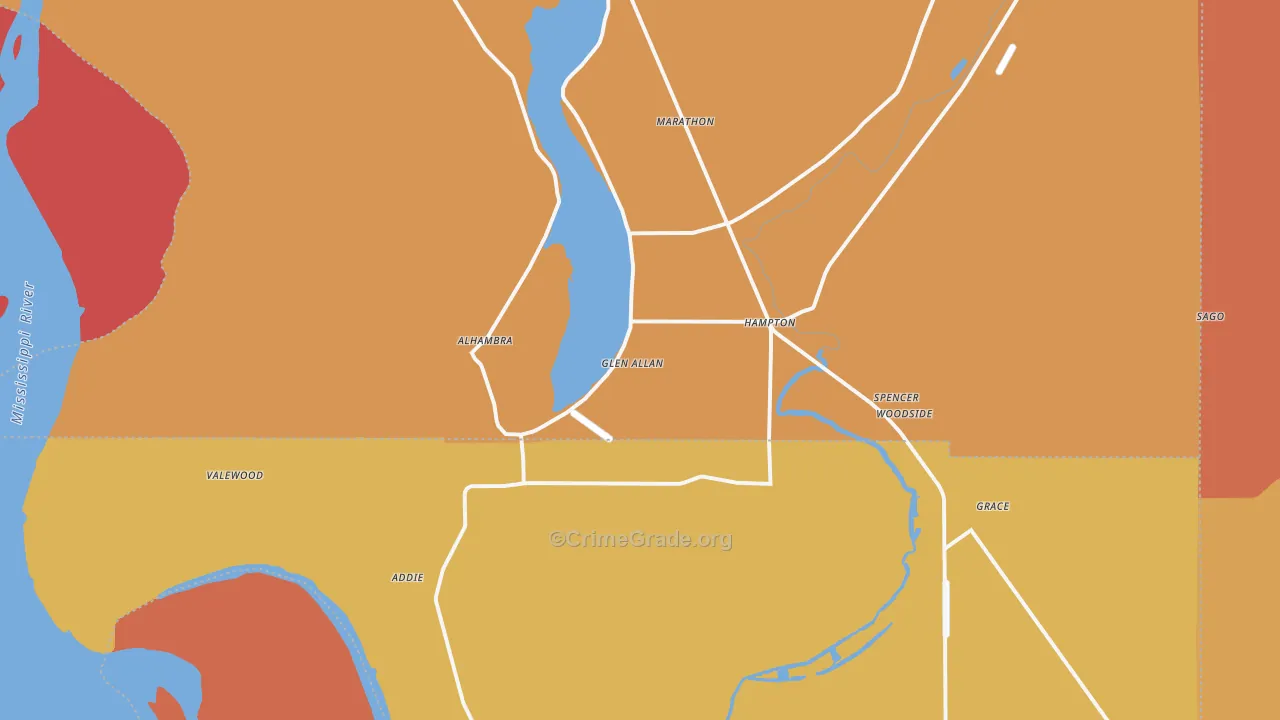Glen Allan, MS Map of Vandalism Rates