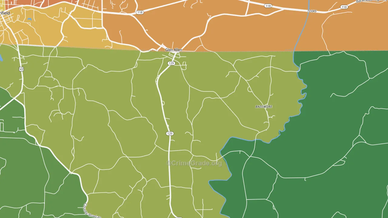 Glen Allen, AL Map of Vandalism Rates