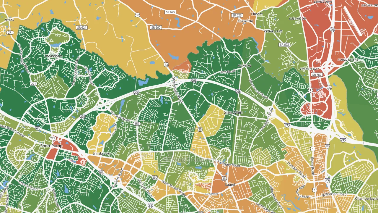 Glen Allen, VA Map of Vandalism Rates