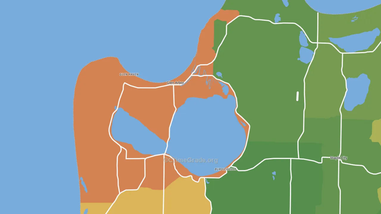 Glen Arbor, MI Map of Vandalism Rates