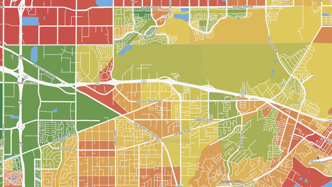 Glen Avon, CA Map of Vandalism Rates