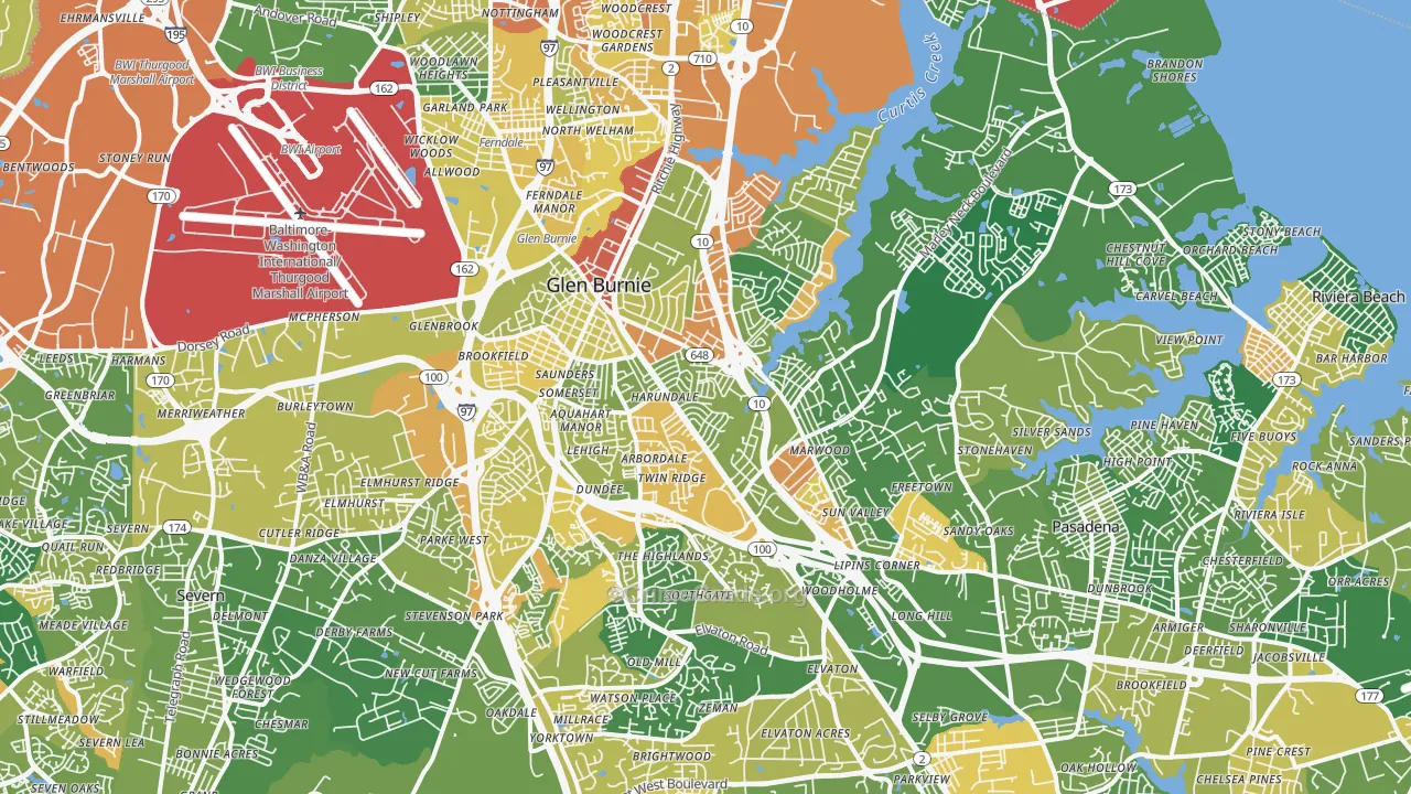 Glen Burnie, MD Map of Vandalism Rates