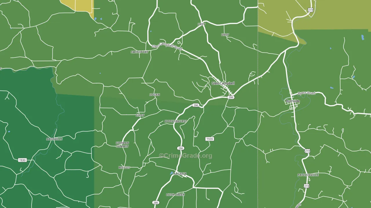 Glen Campbell, PA Map of Vandalism Rates