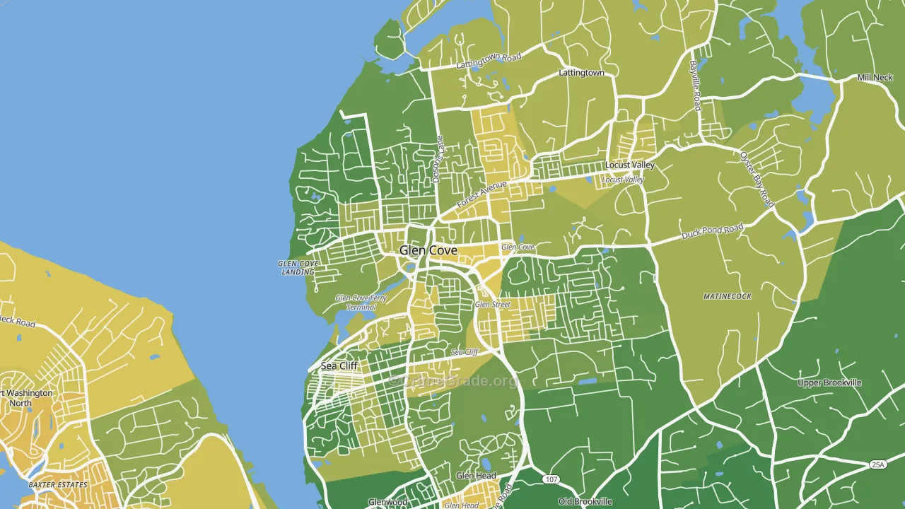 Glen Cove, NY Map of Vandalism Rates