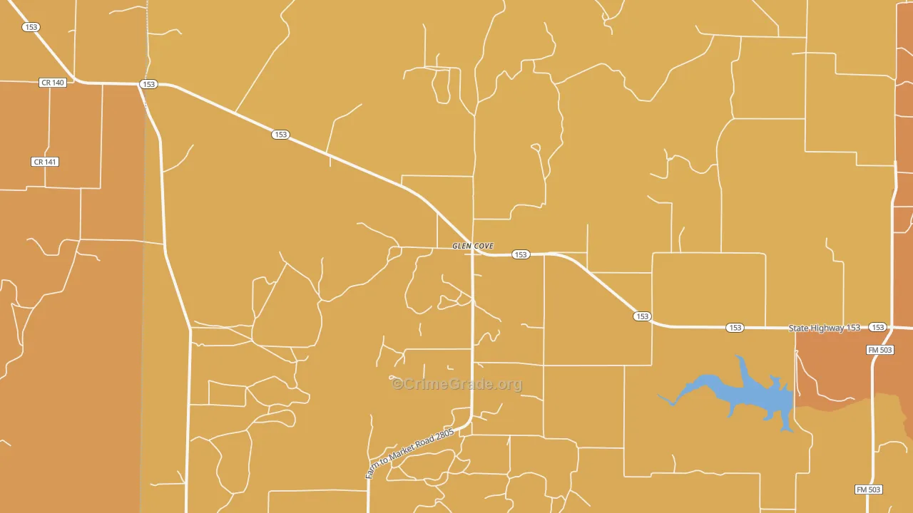 Glen Cove, TX Map of Vandalism Rates