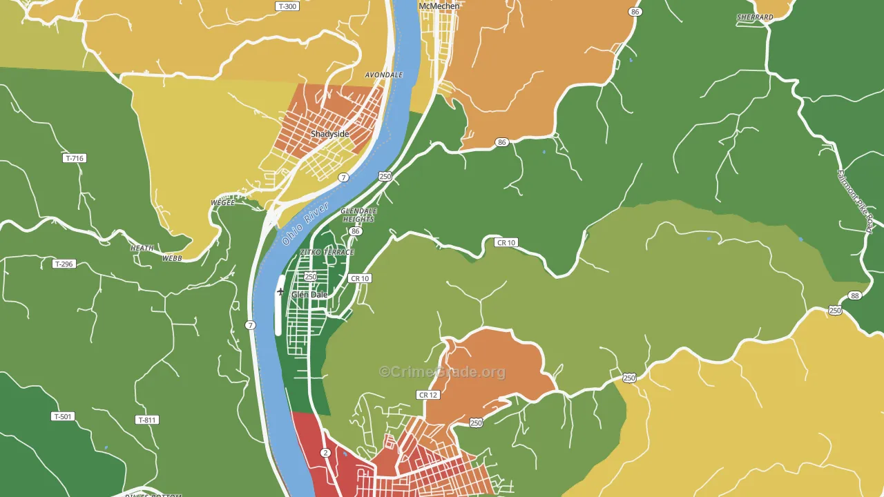 Glen Dale, WV Map of Vandalism Rates