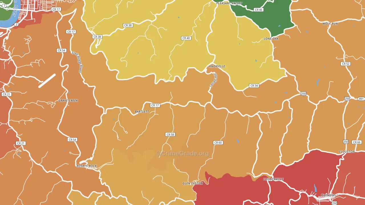 Glen Easton, WV Map of Vandalism Rates