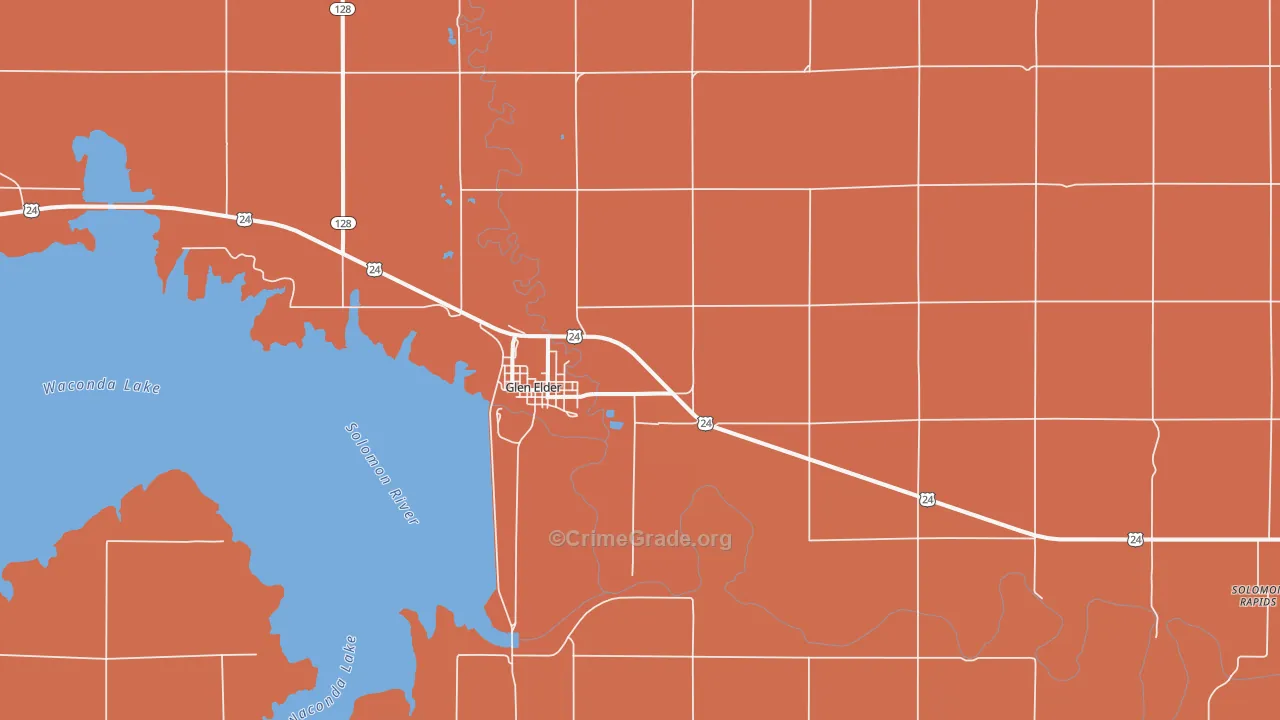 Glen Elder, KS Map of Vandalism Rates