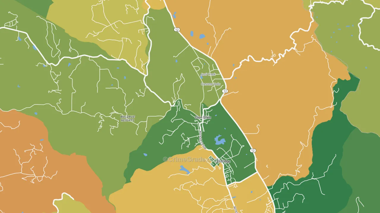 Glen Ellen, CA Map of Vandalism Rates