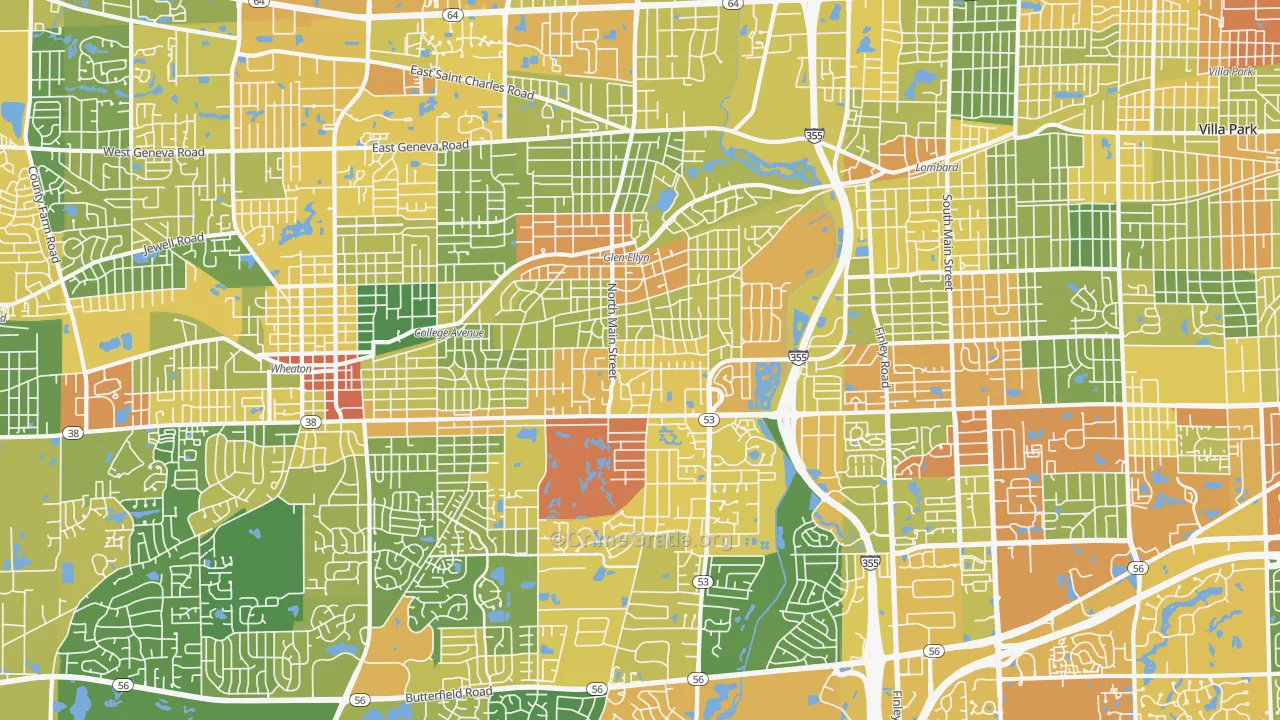 Glen Ellyn, IL Map of Vandalism Rates