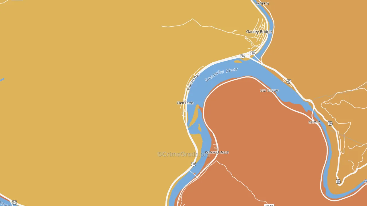 Glen Ferris, WV Map of Vandalism Rates