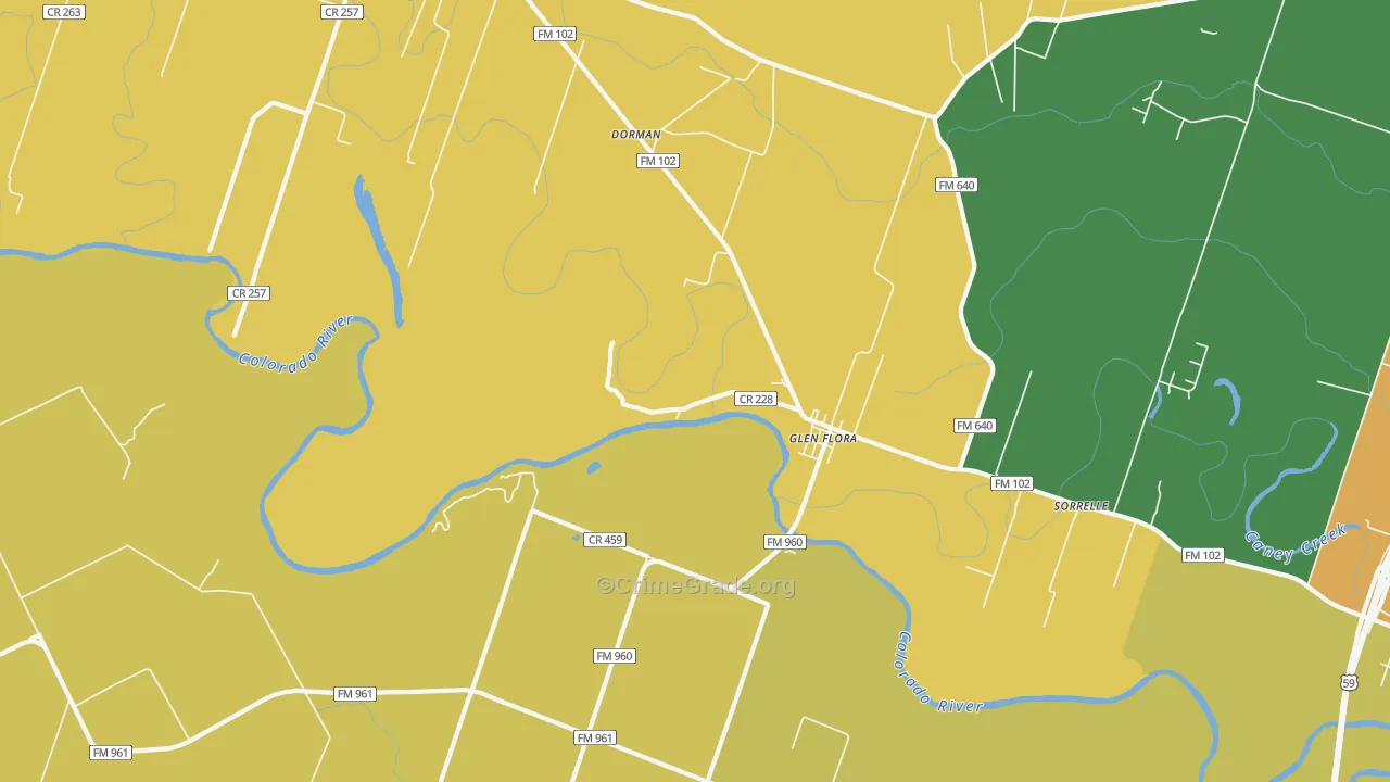 Glen Flora, TX Map of Vandalism Rates