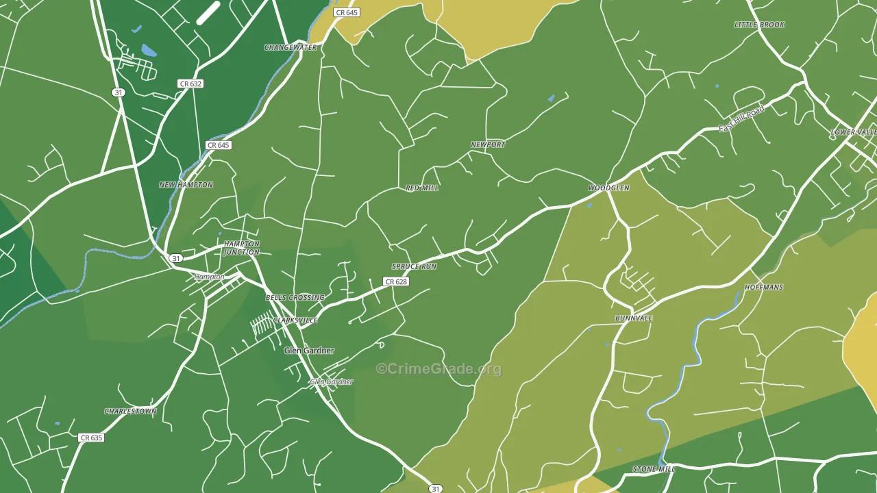 Glen Gardner, NJ Map of Vandalism Rates