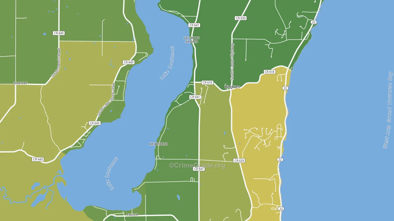 Glen Haven, MI Map of Vandalism Rates