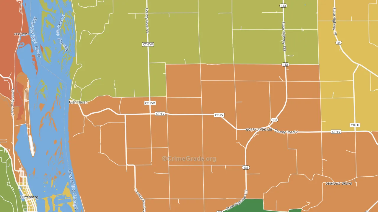 Glen Haven, WI Map of Vandalism Rates