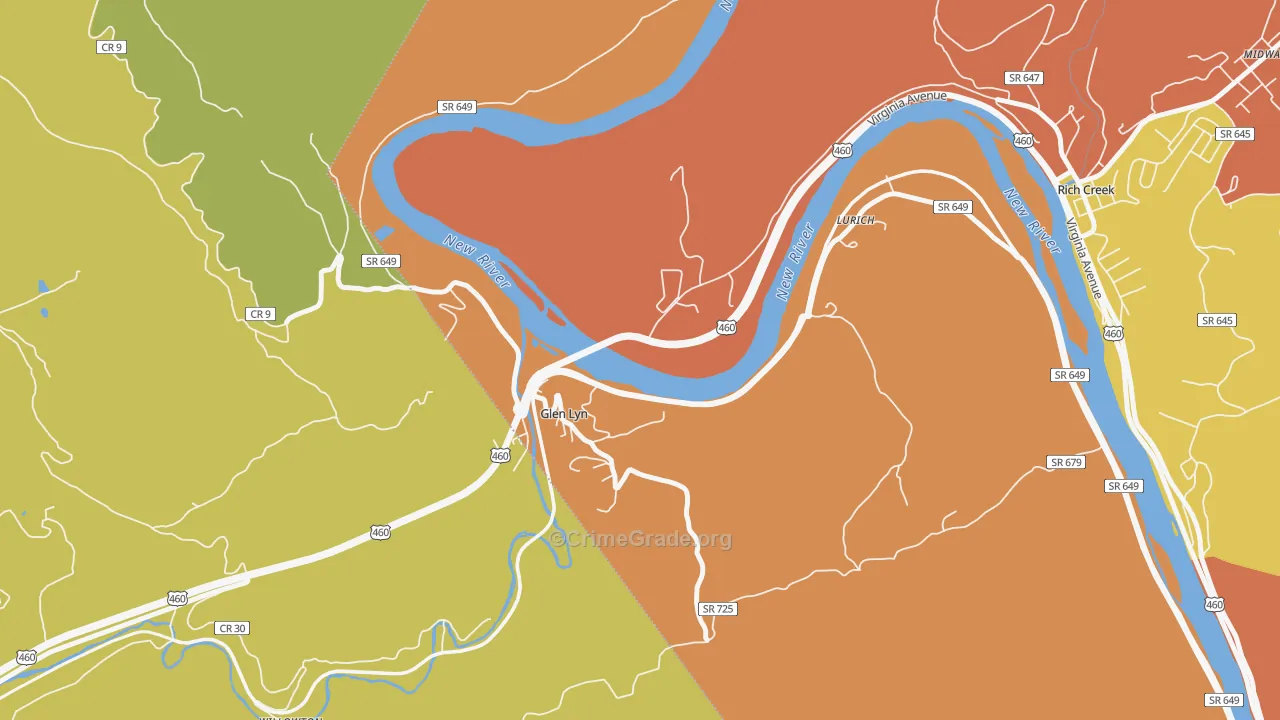 Glen Lyn, VA Map of Vandalism Rates