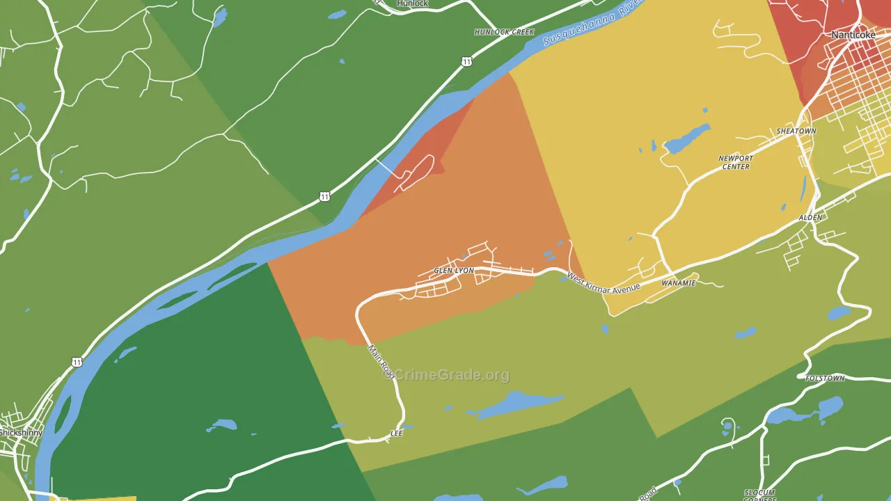 Glen Lyon, PA Map of Vandalism Rates