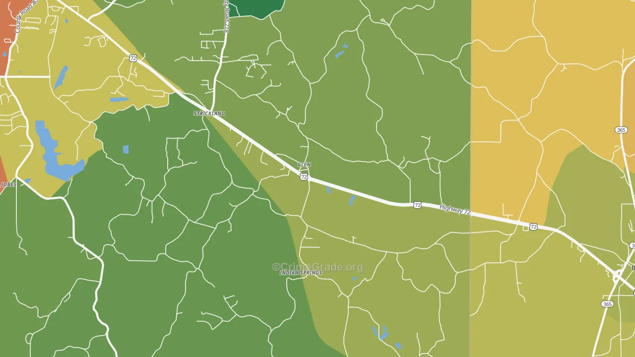 Glen, MS Map of Vandalism Rates