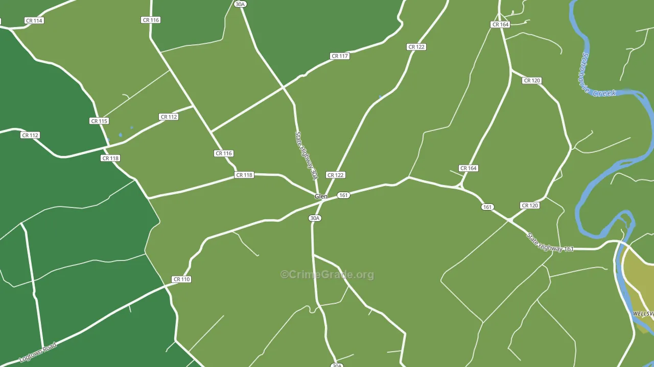 Glen, NY Map of Vandalism Rates