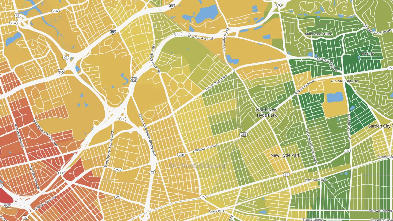 Glen Oaks, Queens, NY Map of Vandalism Rates