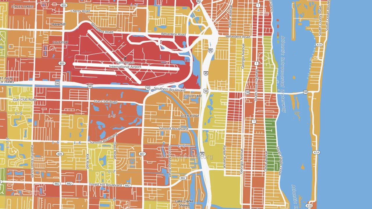 Glen Ridge, FL Map of Vandalism Rates
