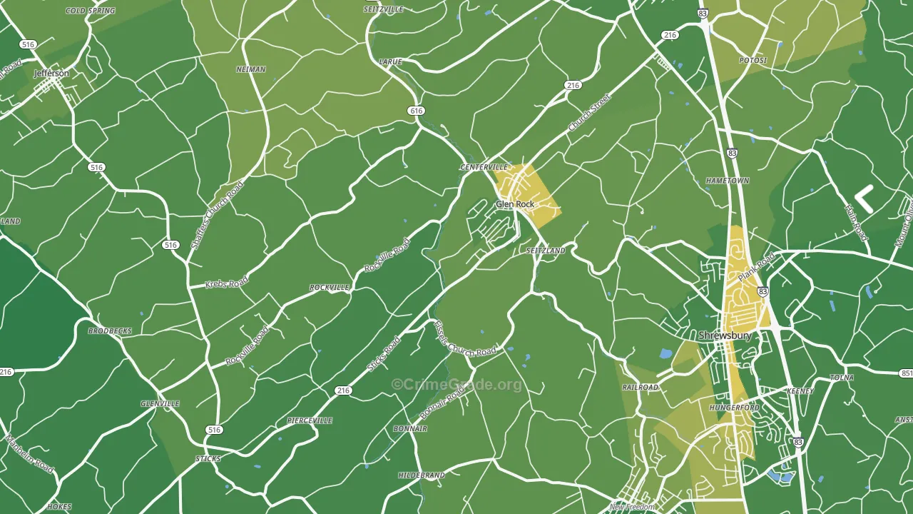 Glen Rock, PA Map of Vandalism Rates
