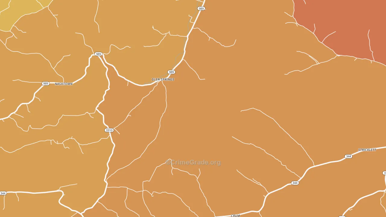 Glen Springs, KY Map of Vandalism Rates