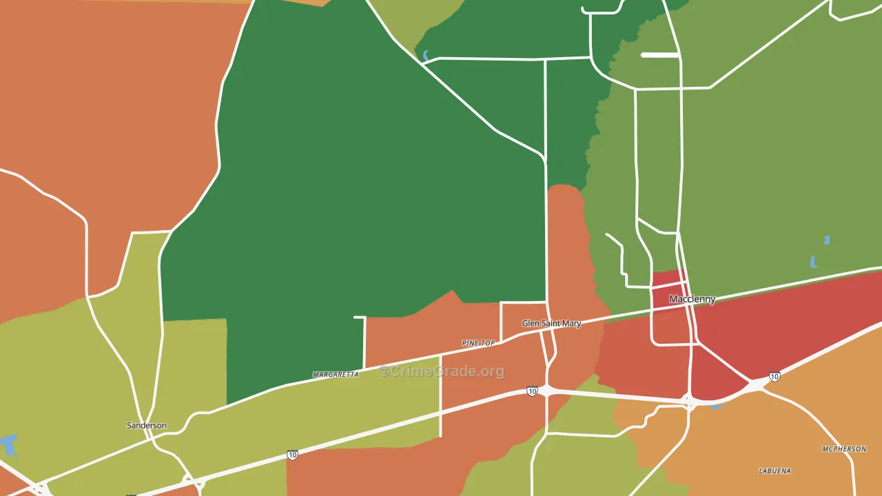 Glen St. Mary, FL Map of Vandalism Rates