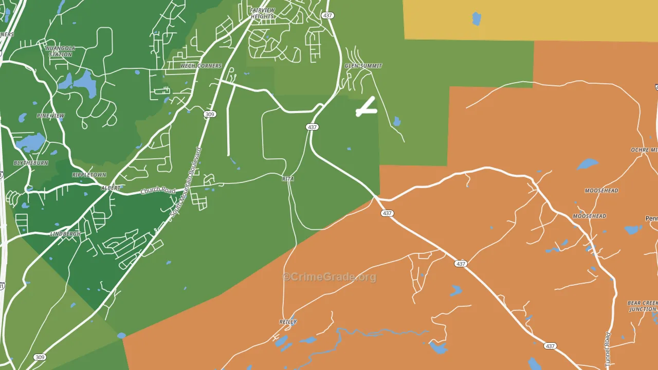 Glen Summit, PA Map of Vandalism Rates
