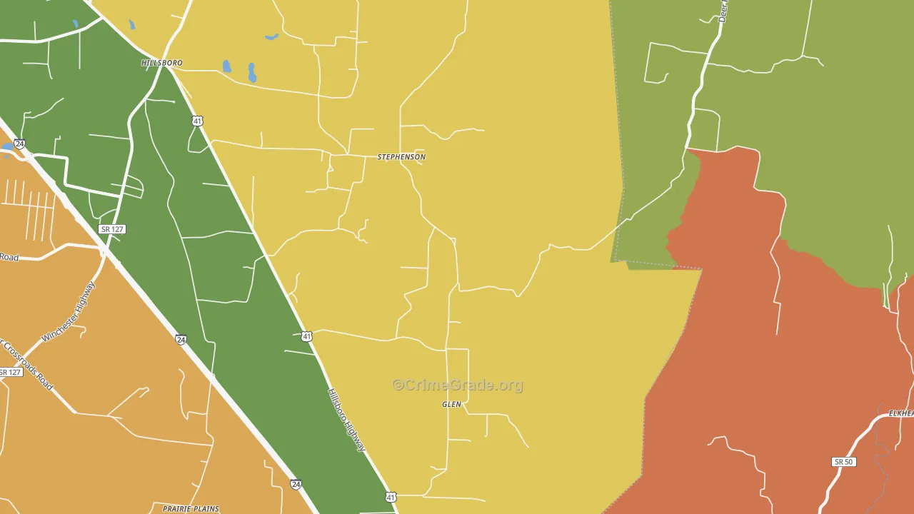 Glen, TN Map of Vandalism Rates